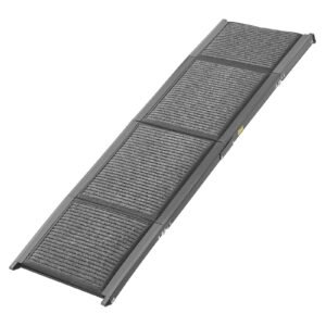 Dog Ramp for Cars, 71" L x 17" W, Folding Pet Ramps for Medium & Large Dogs up to 250lbs, Pet Stair Ramp with Non-Slip Felt Rug Surface, Portable Outdoor Dog Car Ramps for SUV & Truck