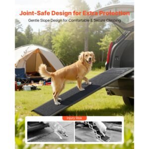 dog ramp for cars, 71" l x 17" w, folding pet ramps for medium & large dogs up to 250lbs, pet stair ramp with non slip felt rug surface, portable outdoor dog car ramps for suv & truck