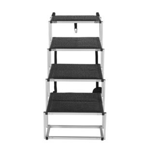 Dog Stair for Cars, Wide 4-step Dog Car Steps, Folding Dog Car Ramp with Nonslip Surface, Portable Pet Steps Lightweight Aluminum for Car, SUV and Truck, Supports up to 250 lbs
