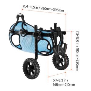 dog wheelchair for back legs, adjustable 2 wheels pet wheelchair, lightweight dog cart with shock absorbing wheels, mobility support wheel chair for disabled injured dogs up to 33lbs, medium
