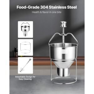 donut depositor, large capacity manual donuts dropper, 304 stainless steel commercial batter dispenser, 6 thicknesses adjustment doughnut hopper with stand, for restaurant cafe bakery kitchen