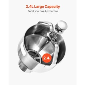 donut depositor, large capacity manual donuts dropper, 304 stainless steel commercial batter dispenser, 6 thicknesses adjustment doughnut hopper with stand, for restaurant cafe bakery kitchen
