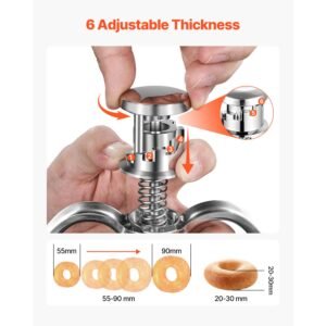 donut depositor, large capacity manual donuts dropper, 304 stainless steel commercial batter dispenser, 6 thicknesses adjustment doughnut hopper with stand, for restaurant cafe bakery kitchen