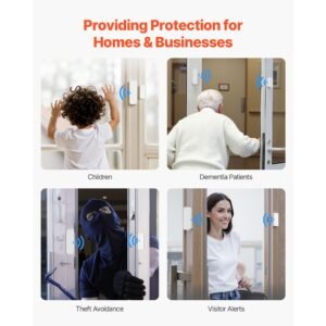 door chime, dc 12v, wireless door open contact sensor alarm chime with 656 ft range, 58 chimes & 5 adjustable volume, doors ringer alert for business, store, home, office when entering