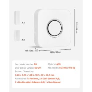 door chime, dc 12v, wireless door open contact sensor alarm chime with 656 ft range, 58 chimes & 5 adjustable volume, doors ringer alert for business, store, home, office when entering