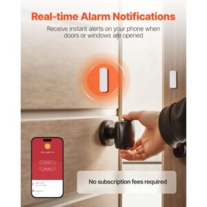 door chime, dc 12v, wireless door open contact sensor alarm chime with 656 ft range, remote control with app, doors ringer alert for business, store, home, office (6 sensors + 1 receiver)