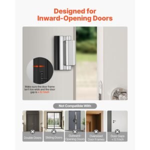 door reinforcement lock, 2 pack home security door lock, with 3 inch stop withstand 800 lbs of force, with 8 screws, for inward opening, aluminum alloy, add extra high security to your home