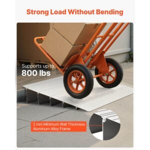 door threshold ramp, 5 inch rise, aluminum alloy threshold ramp rated 800 lbs load capacity, handicap ramps for home steps for wheelchair, scooters, power chairs, walkers, bicycle, tricycle