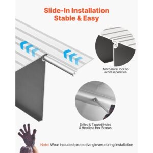 door threshold ramp, 5 inch rise, aluminum alloy threshold ramp rated 800 lbs load capacity, handicap ramps for home steps for wheelchair, scooters, power chairs, walkers, bicycle, tricycle