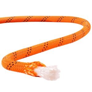 double braided polyester rope, 3/4 in x 220 ft, 24 strands, 12700 lbs breaking strength outdoor rope, arborist rigging rope for rock hiking camping swing rappelling rescue, orange/black