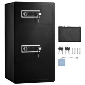 Double Doors 7.2 cu.ft Safe Box with Key Lock & Password, Safe Lock Box with Fireproof Bag, Key Rack, LED Light and 2 Height Adjustable and Removable Divider