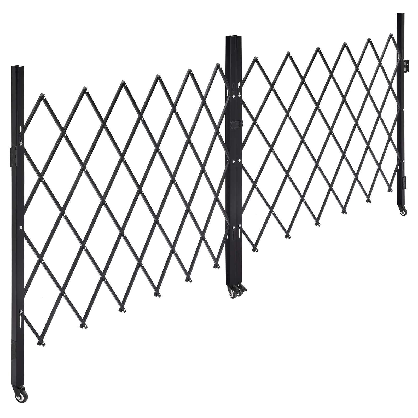 double folding security gate, lockable scissor gate with 360° swivel casters, outdoor barricade steel retractable gates, for entry security, garage, warehouse & pool, 125.98 x 63.19 in (w x h)