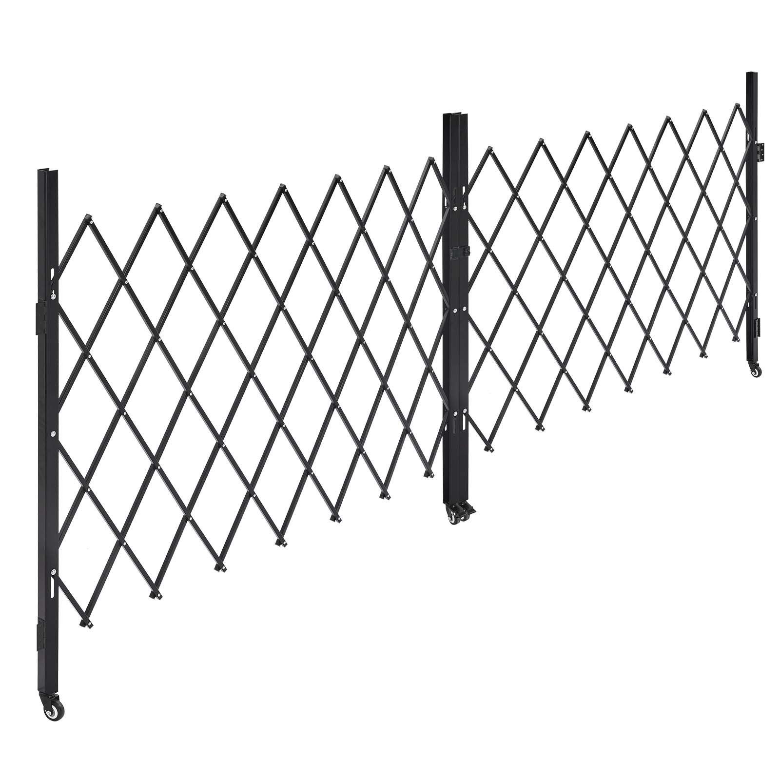 double folding security gate, lockable scissor gate with 360° swivel casters, outdoor barricade steel retractable gates, for entry security, garage, warehouse & pool, 145.67 x 63.19 in (w x h)