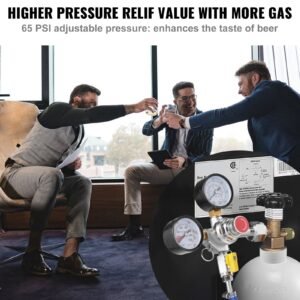 double gauge regulator, co2 regulator gauge with 0 60psi, heavy duty co2 gauge gas system, draft beer regulator with check valve, adjustable pressure regulator for draft beer homebrew, cga320
