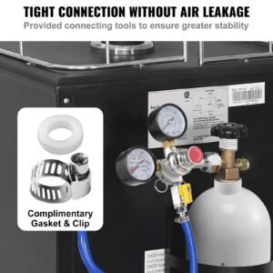 double gauge regulator, co2 regulator gauge with 0 60psi, heavy duty co2 gauge gas system, draft beer regulator with check valve, adjustable pressure regulator for draft beer homebrew, cga320