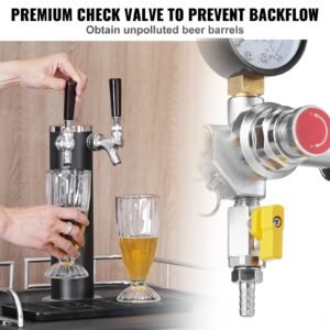 double gauge regulator, co2 regulator gauge with 0 60psi, heavy duty co2 gauge gas system, draft beer regulator with check valve, adjustable pressure regulator for draft beer homebrew, cga320
