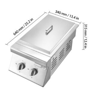 double grilling side burners, 2 x 15,000btu liquid propane side burner for outdoor kitchen, convertible to natural gas, 304 stainless steel built in double grill burners for bbq grill island