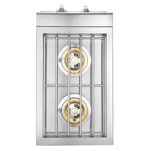 double grilling side burners, 2 x 15,000btu liquid propane side burner for outdoor kitchen, convertible to natural gas, 304 stainless steel built in double grill burners for bbq grill island