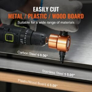 double head sheet metal nibbler cutter, 360 degree metal nibbler drill attachment with extra punch and die, cutting hole accessory and step drill bit, for straight curve and circle cutting