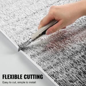 double reflective insulation roll, foam core radiant barrier, 15.1mm 48 in x 25 ft, double sided aluminum foil epe foam heat reflective shield, thermal insulation roll for window rv roof