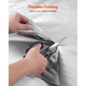 double reflective insulation roll, perforated woven fabric radiant barrier, 0.15mm 48 in x 125 ft, double sided aluminum foil heat reflective shield, thermal insulation roll for window rv roof