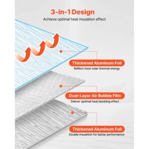 double reflective insulation sheet, 16pcs double sided aluminum foil radiant barrier, 6mm 24 in x 4 ft, dual layer air bubble heat reflective shield, thermal insulation rolls