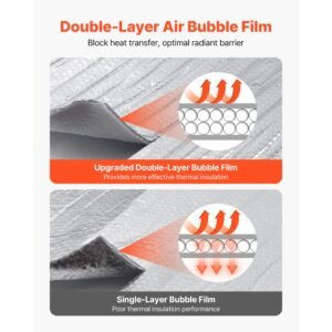 double reflective insulation sheet, 16pcs double sided aluminum foil radiant barrier, 6mm 24 in x 4 ft, dual layer air bubble heat reflective shield, thermal insulation rolls