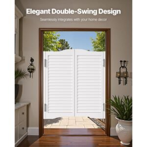 double saloon doors, 32"w x 36" h arched top interior swinging cafe doors, premium pine wood, with hinges & hardware kit, easy to install, for hallway kitchen bar pub entrance, white