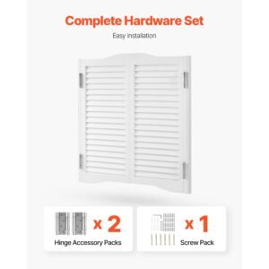 double saloon doors, 32"w x 36" h arched top interior swinging cafe doors, premium pine wood, with hinges & hardware kit, easy to install, for hallway kitchen bar pub entrance, white