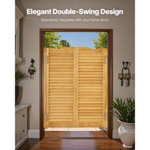 double saloon doors, 32"w x 42" h arched top interior swinging cafe doors, premium pine wood, with hinges & hardware kit, easy to install, for hallway kitchen bar pub entrance, log color