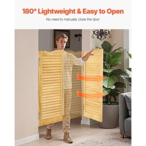 double saloon doors, 32"w x 42" h arched top interior swinging cafe doors, premium pine wood, with hinges & hardware kit, easy to install, for hallway kitchen bar pub entrance, log color