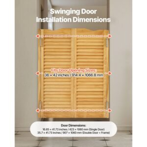 double saloon doors, 36"w x 42" h arched top interior swinging cafe doors, premium pine wood, with hinges & hardware kit, easy to install, for hallway kitchen bar pub entrance, log color