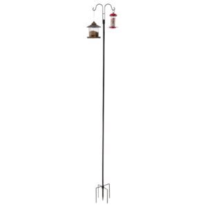 double shepherds hooks for outdoor, 8 pack 108 inch heavy duty bird feeder pole, 3/4 inch thick garden hooks for hanging hummingbird feeder, plant baskets, solar light lanterns,wind chimes