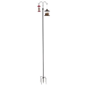 double shepherds hooks for outdoor, 8 pack 108 inch heavy duty bird feeder pole, 3/4 inch thick garden hooks for hanging hummingbird feeder, plant baskets, solar light lanterns,wind chimes