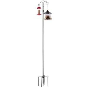 double shepherds hooks for outdoor, 8 pack 76 inch heavy duty bird feeder pole, 3/4 inch thick garden hooks for hanging hummingbird feeder, plant baskets, solar light lanterns,wind chimes