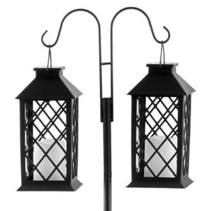 double shepherds hooks for outdoor, 8 pack 76 inch heavy duty bird feeder pole, 3/4 inch thick garden hooks for hanging hummingbird feeder, plant baskets, solar light lanterns,wind chimes