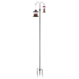 double shepherds hooks for outdoor, 8 pack 92 inch heavy duty bird feeder pole, 3/4 inch thick garden hooks for hanging hummingbird feeder, plant baskets, solar light lanterns,wind chimes