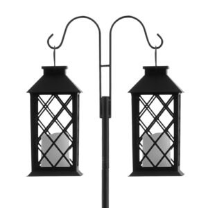 double shepherds hooks for outdoor, 8 pack 92 inch heavy duty bird feeder pole, 3/4 inch thick garden hooks for hanging hummingbird feeder, plant baskets, solar light lanterns,wind chimes