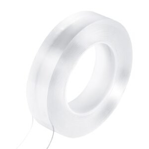 double sided tape heavy duty, 16 ft long nano mounting tape, strong adhesive & reusable, clear two sided wall tape, removable poster picture hanging strips for home, office, car, outdoor use