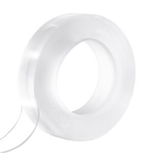 double sided tape heavy duty, 16 ft long nano mounting tape, strong adhesive & reusable, clear two sided wall tape, removable poster picture hanging strips for home, office, car, outdoor use