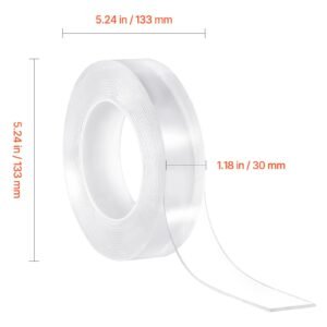 double sided tape heavy duty, 16 ft nano mounting tape( 3 pack), strong adhesive & reusable, clear two sided wall tape, removable poster picture hanging strips for home office car outdoor use