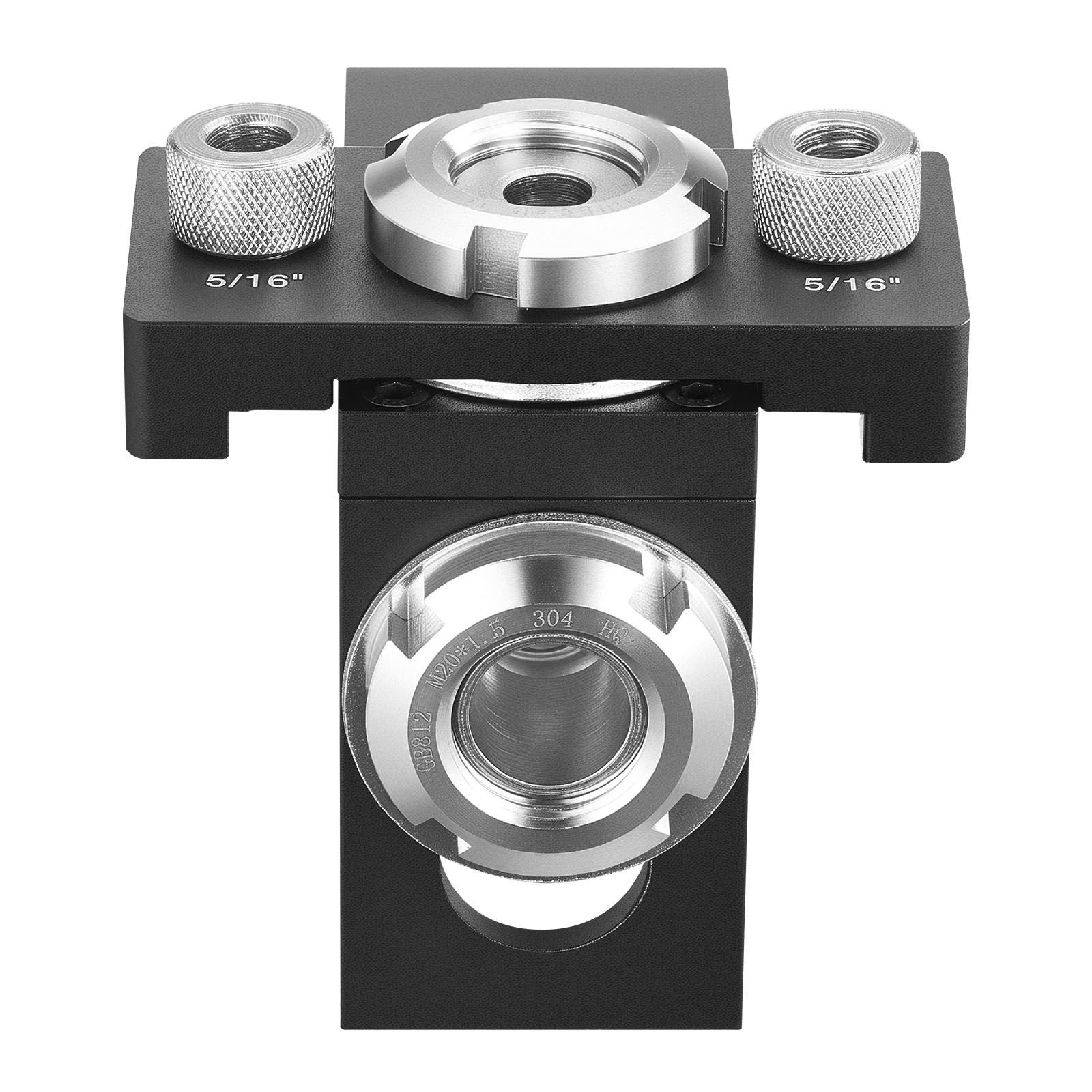 doweling jig kit, self centering dowel drill jig for straight holes, aluminum alloy woodworking joints tool with 3 size drill bits 5/16", 3/8", and 19/32", adjustable width, for wood working