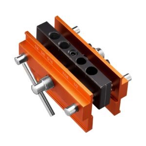 doweling jig kit, self centering dowel drill jig for straight holes, aluminum alloy woodworking tools with 6 drill guide bushings, adjustable width, for wood working, drilling and marking