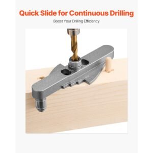 doweling jig kit, self centering dowel drill jig for straight holes, with drill bit set 1/4", 5/16", 3/8" and drill bit stop collar set, aluminum alloy woodworking tools for drilling, marking