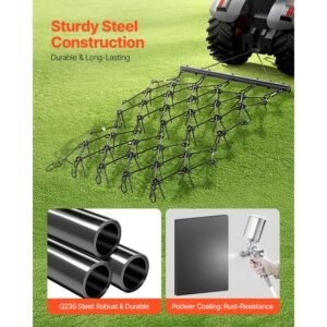 drag harrow, 4 ft x 5.6 ft durable chain harrow with 80 sharp teeth, suitable for atv utv tractor, ideal for soil preparation, seeding, smoothing landscapes, and yard gravel driveway maintenance