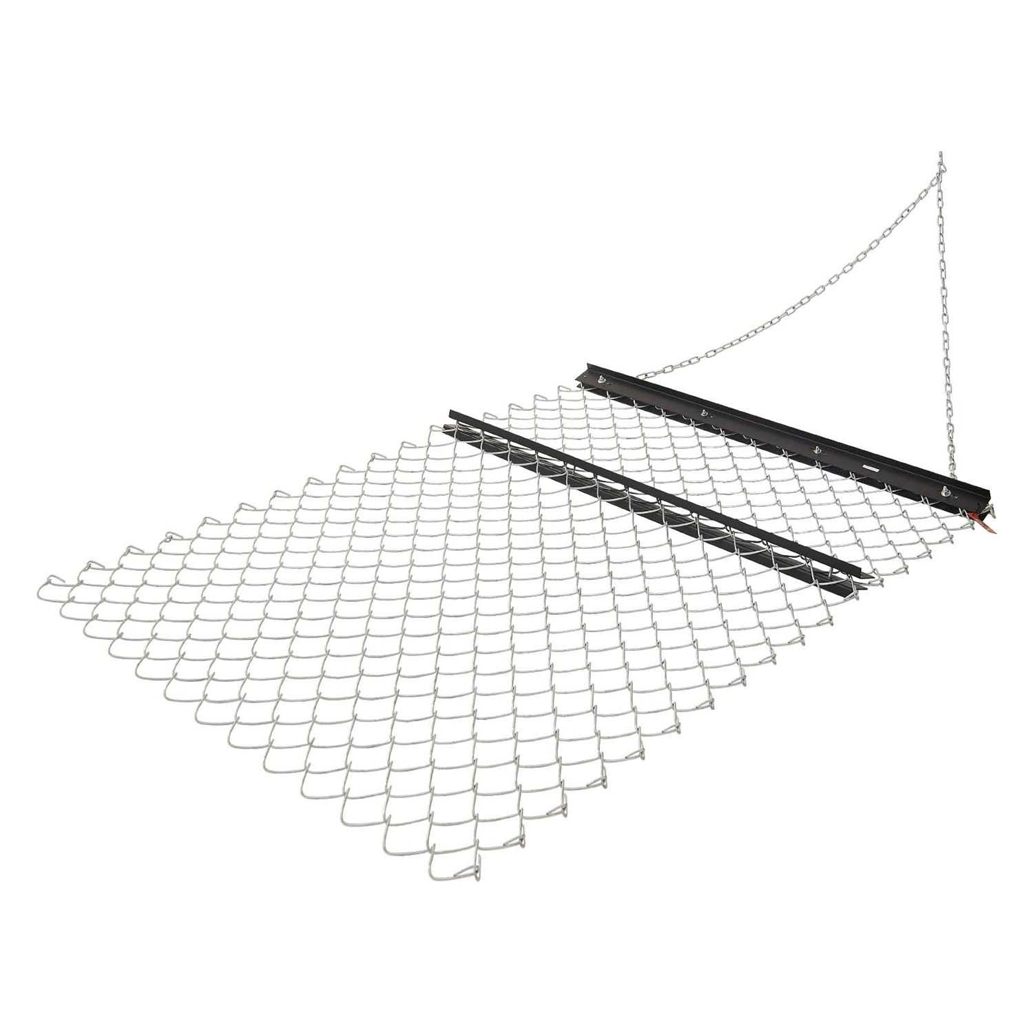 drag harrow, 4 x 5 ft chain harrow made from q235 steel, utv tractor attachments for landscape leveling or sod prepping, durable harrow rake for gravel driveway, farm field garden black