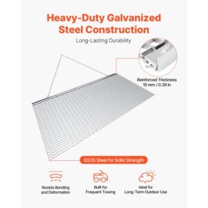 drag harrow, 6 x 3 ft, high efficiency chain harrow rake, atvs utvs tractors attachments, durable galvanized steel mesh drag mat with towing chain, for gravel driveway ruts farm field leveling