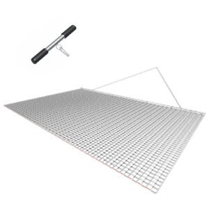 Drag Harrow, 6.6 x 4 ft, High-Efficiency Chain Harrow Rake, ATVs UTVs Tractors Attachments, Durable Galvanized Steel Mesh Drag Mat with Towing Chain, for Gravel Driveway Ruts Farm Field Leveling