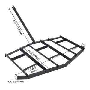 drag harrow, 84" width tow behind drag harrow, q235 steel driveway grader with adjustable bars & pin hitch, support up to 50 lbs, tractor driveway harrow for atvs, utvs, garden lawn tractors