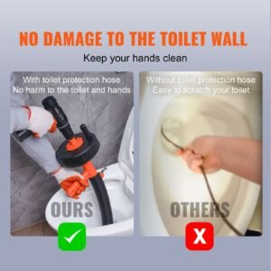 drain auger 25ft, plumbing snake auto feed, plumbers snake with drill attachment, pipe snake drain clog remover for kitchen bathroom shower sink with protective hose and gloves